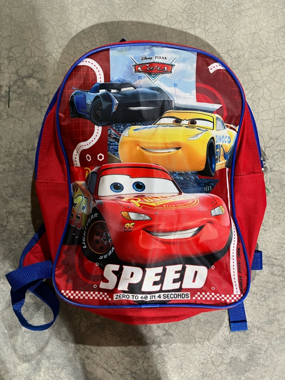 Disney Cars Red and Blue 15” Kids Backpack with Lightning McQueen Graphic